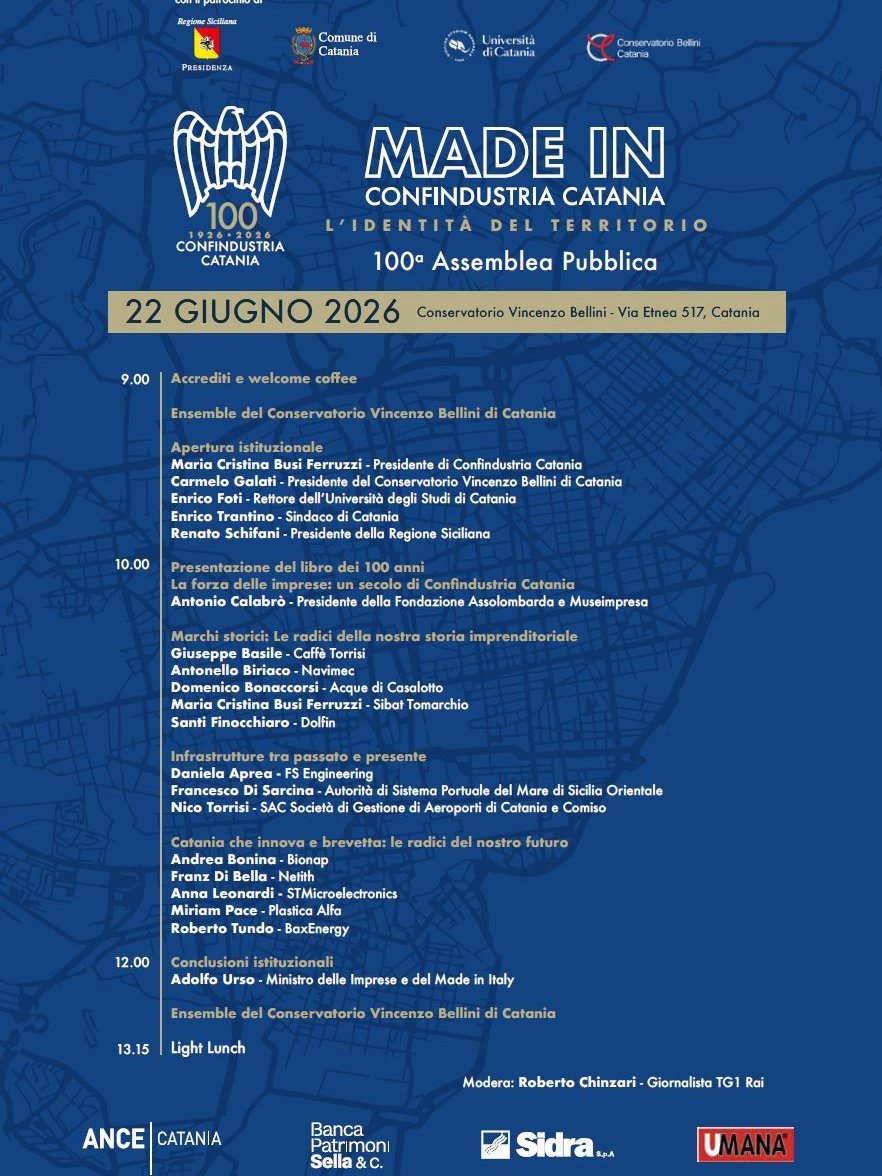 programma giornata 100 anni confindustria Catania